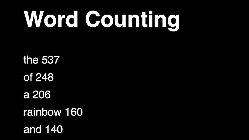 "Part 1 - Word Counter in p5js" code example